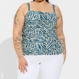 Torrid Stretch Mesh Cropped Shirred Cami Zebra White